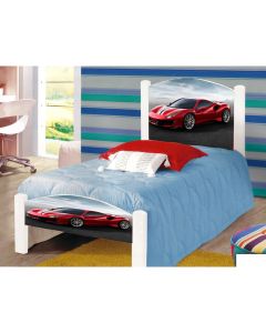 Cama Solteiro Infantil Carro Vermelho Adesivada com Colchão 