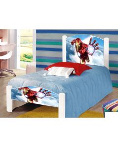 Cama Solteiro Infantil Iron Adesivada com Colchão 
