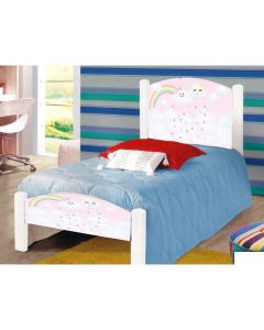 Cama Infantil Solteiro Adesivada Nuvenzinha Rosa