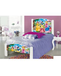Cama Solteiro Infantil As Princesas Adesivada com Colchão 