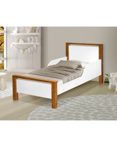 Mini Cama Infantil Montessoriana Branca e Mel com Colchão